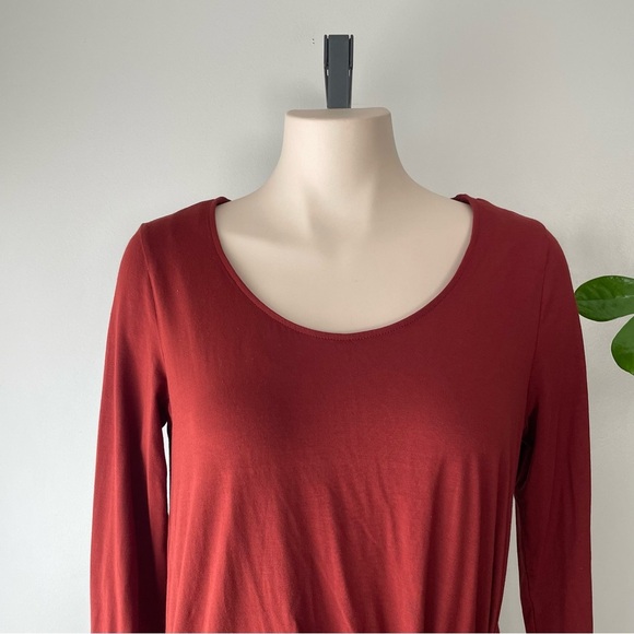 Elsewhere Rust Long Sleeve Twist Top Midi Length Tunic Size Small - Picture 5 of 8